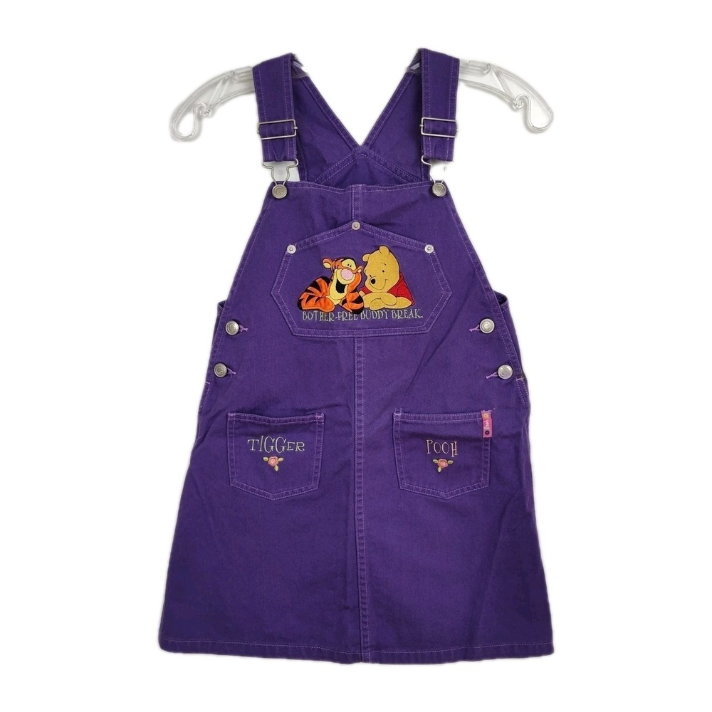 Pooh 100 Acre Collection Overall Jumper Dress Girls' M 10/12 Purple Pooh Tigger